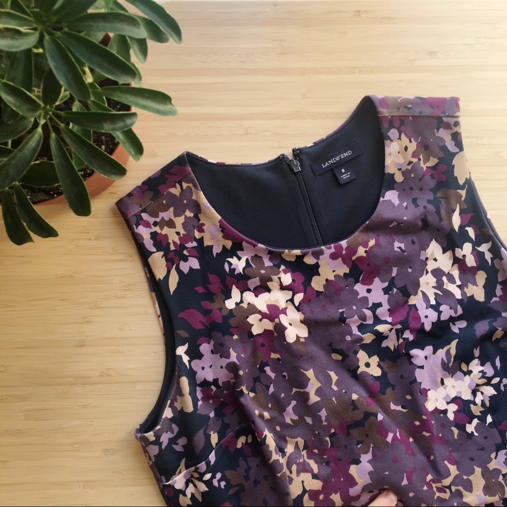 Land’s End - Purple Floral Dress W Pockets (Sz 8)
